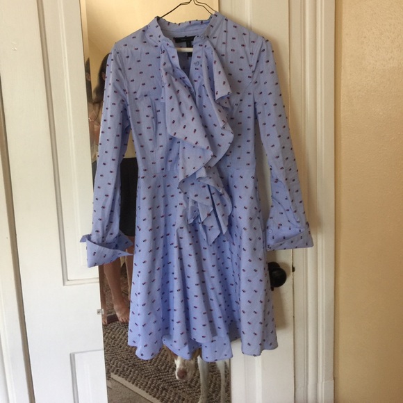 bcbg blue ruffle dress Bcbgmaxazria Royal Blue Ruffle Dress Size S NWOT
